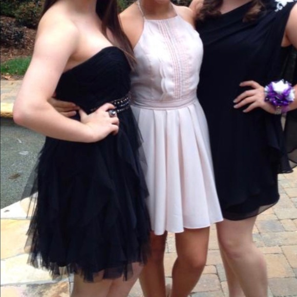 Teeze Me Black Strapless Cocktail/Prom Dress Sz 9 - Picture 2 of 8